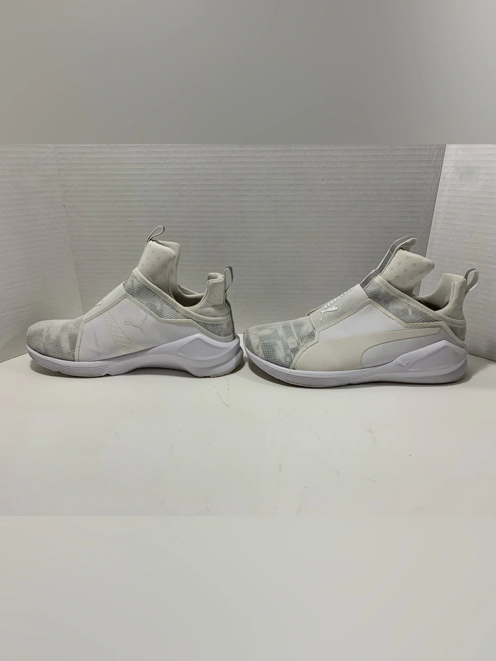 Puma Women’s White and Gray Slip-On Athletic Sneakers